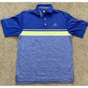 FootJoy Mens Golf Polo Short Sleeve Size Large Blue‎ Green Stripe Performance